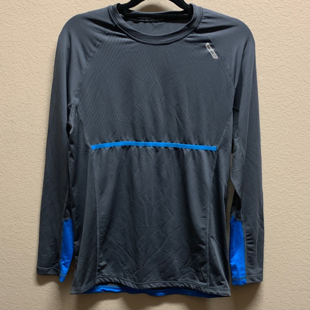 HIND Gray and Blue Long Sleeve Athletic Shirt